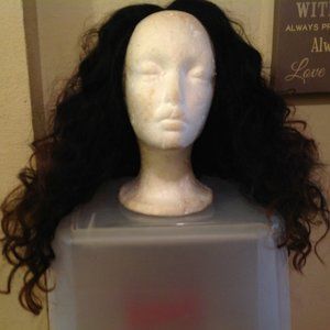 Black Center Part Long Synthetic Wig